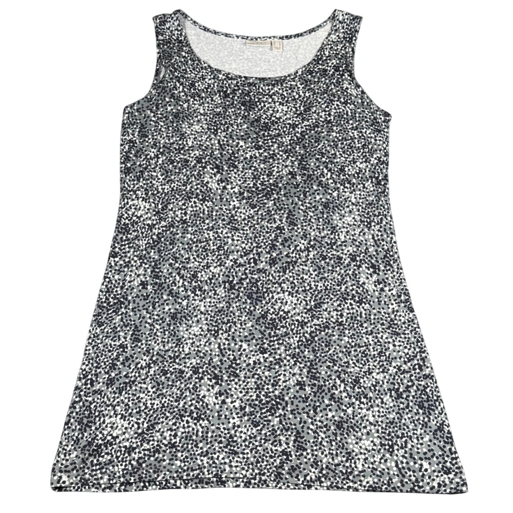 LOGO Lori Goldstein Small Tank Tunic Navy Gray White Dots Sleeveless Stretch QVC